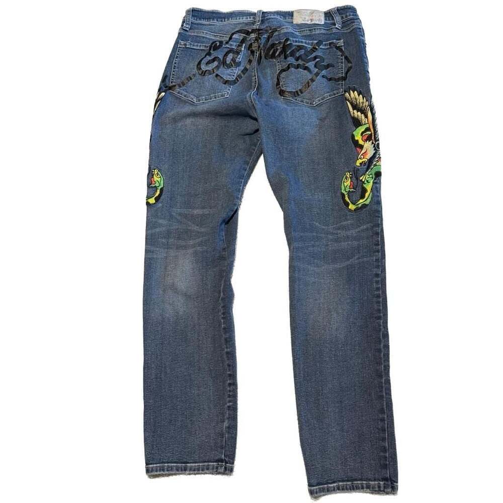 Y2K Ed Hardy Denim Embroidered Graphic Jeans Men’s Size 34